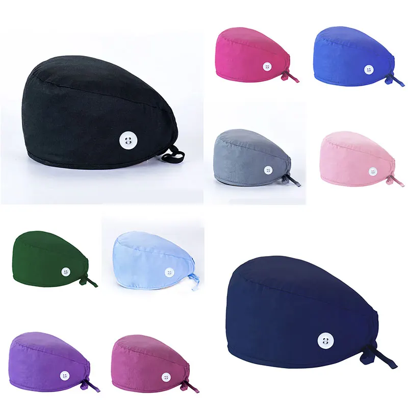 

New Unisex Solid Color Scrub Nurse Hat Adjustable Beauty Salon Cap Laboratory Pet Shop Nurse Doctor Working Caps Baotou Hats Cap