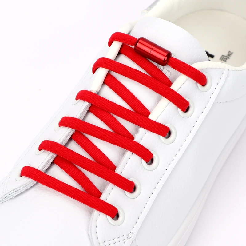 Aluminum capsule lock Shoelaces Elastic No Tie Shoe Laces For Kids Adult Sneakers Quick Shoelaces Semicircle Shoelace Lazy Laces