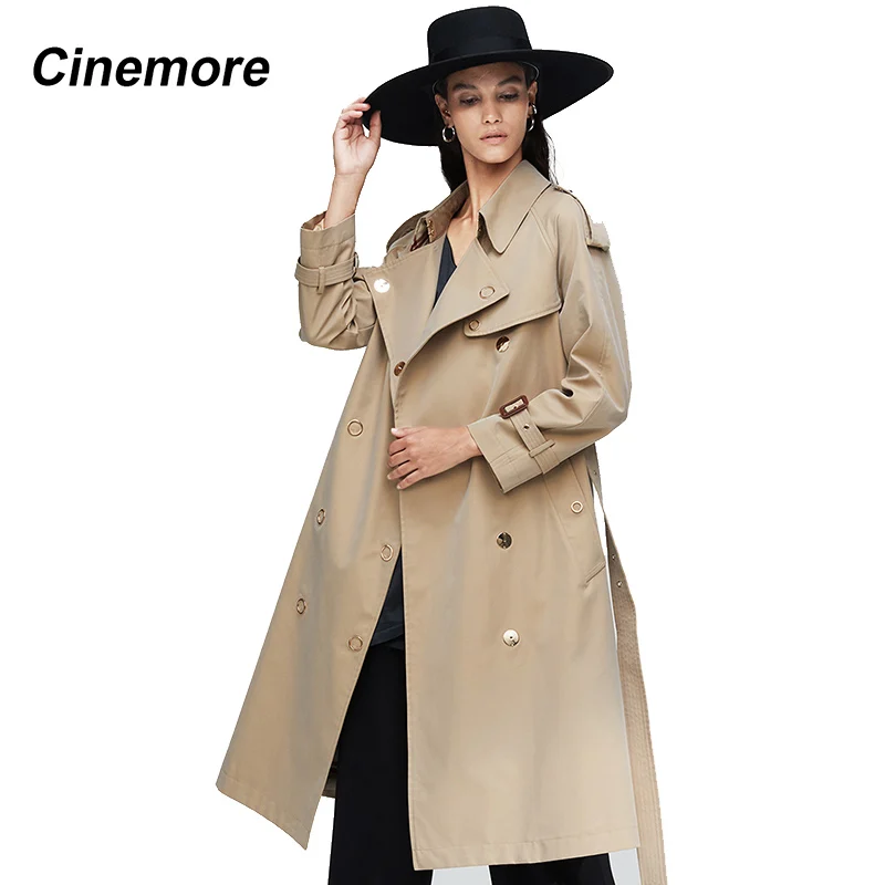 Женский двубортный Тренч с капюшоном пальто свободного покроя верхняя одежда