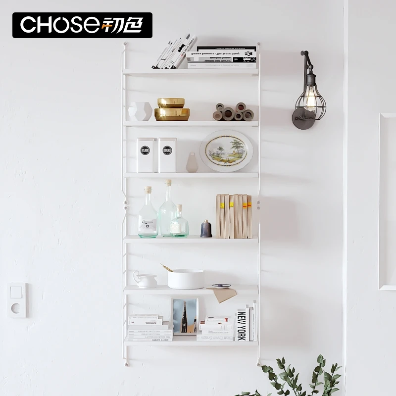 Nordic string wall hanging racks wrought iron multi-layer bookshelf living room TV decoration free combination | Дом и сад