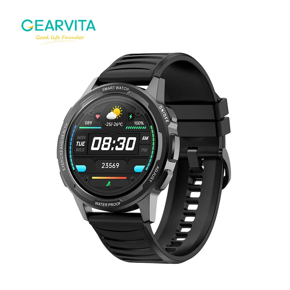 

Мужские Водонепроницаемые Смарт-часы GEARVITA IP68 с пульсометром, оксиметром, давлением, фитнес-трекером