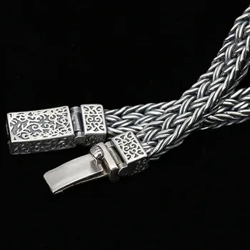 Trendy Sterling Silver Fashion Flower Buckle Men's Bracelet 4