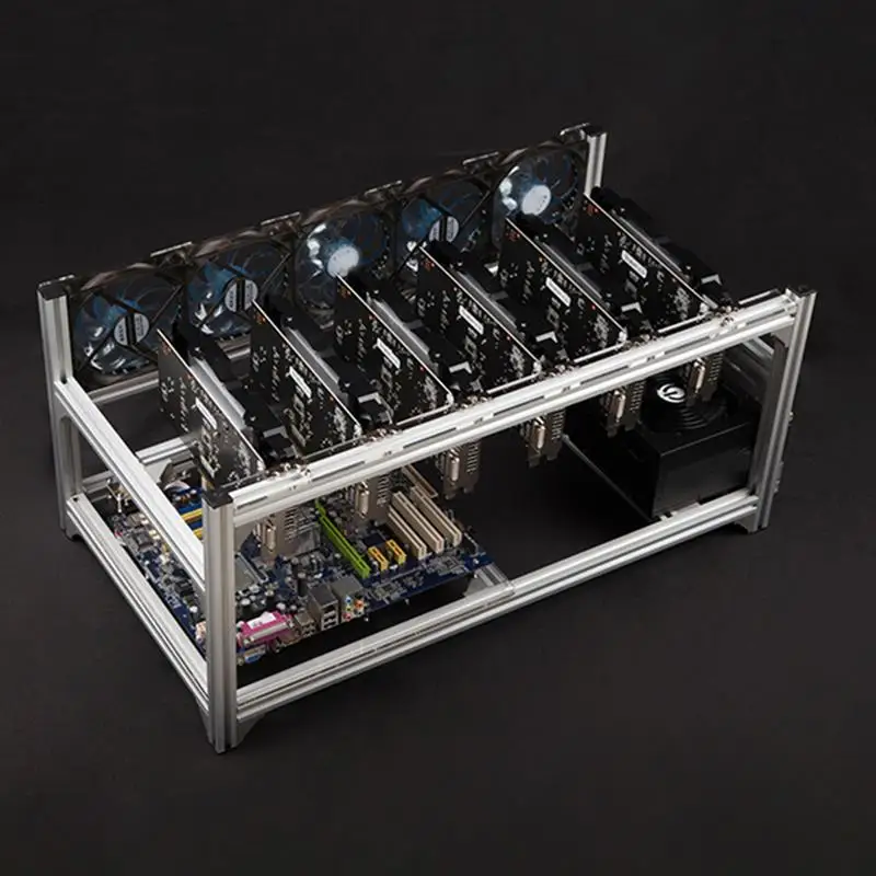Kaufen 12 GPU Bergbau Rig Aluminium Open Air 8 /6 GPU Miner Rahmen Fall ETH/ETC/ZEC Ethereum Zubehör Für Crypto Münze Bitcoin Rack Fall