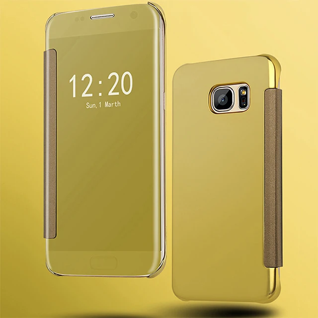 Флип-чехол с зеркалом, прозрачный чехол для телефона для samsung Galaxy A3 A5 SM A310 A510 A320 A310F A320FL A320F A510F A520F - Цвет: Gold