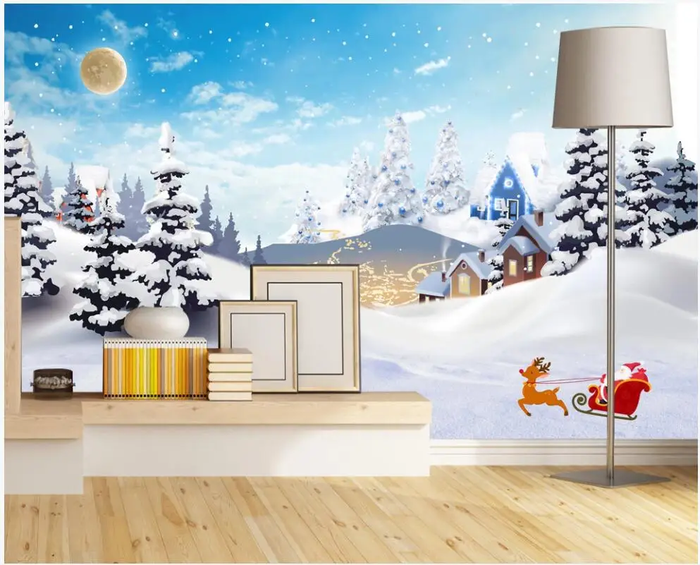 

Настенные 3D-обои на заказ, красивые обои с изображением зимнего снежного ландшафта, HD олень, гостиная, домашний декор, для стен 3 d