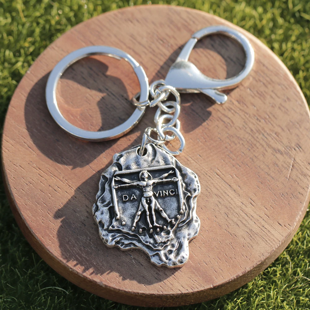 

Wholesales 5Pcs/Lot，Da Vinci Keychain Vitruvian Psychology Art Renaissance Love Artist Sympathy Key Rings Jewelry