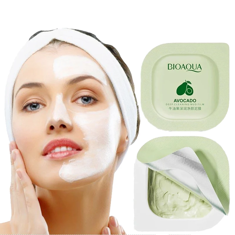 

8Pcs Avocado Extract Deep Cleansing Mud Mask Moisturizing Oil-Control Anti Acne Blackhead Relief Smear Mask Skin Care Products