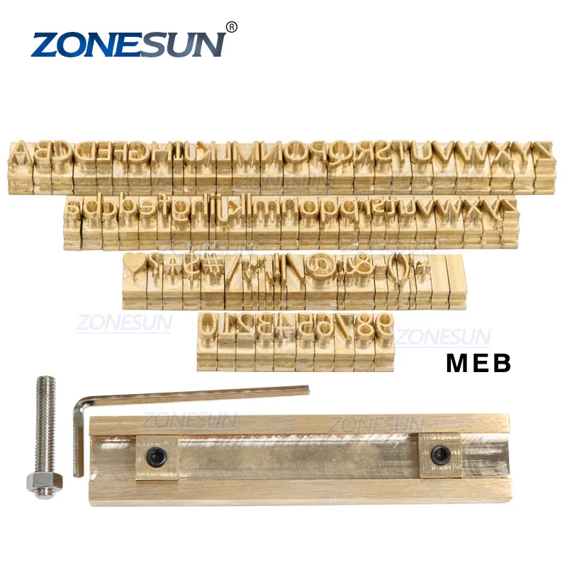 

ZONESUN Пользовательский логотип Алфавит буквы штамп форма с Т-слотом держатель 26 символов для кожи и дерева тиснение или брендинг