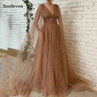 smileven dark champagne prom dresses v neck backless sleeveless prom gowns floor length wedding party dresses 2022