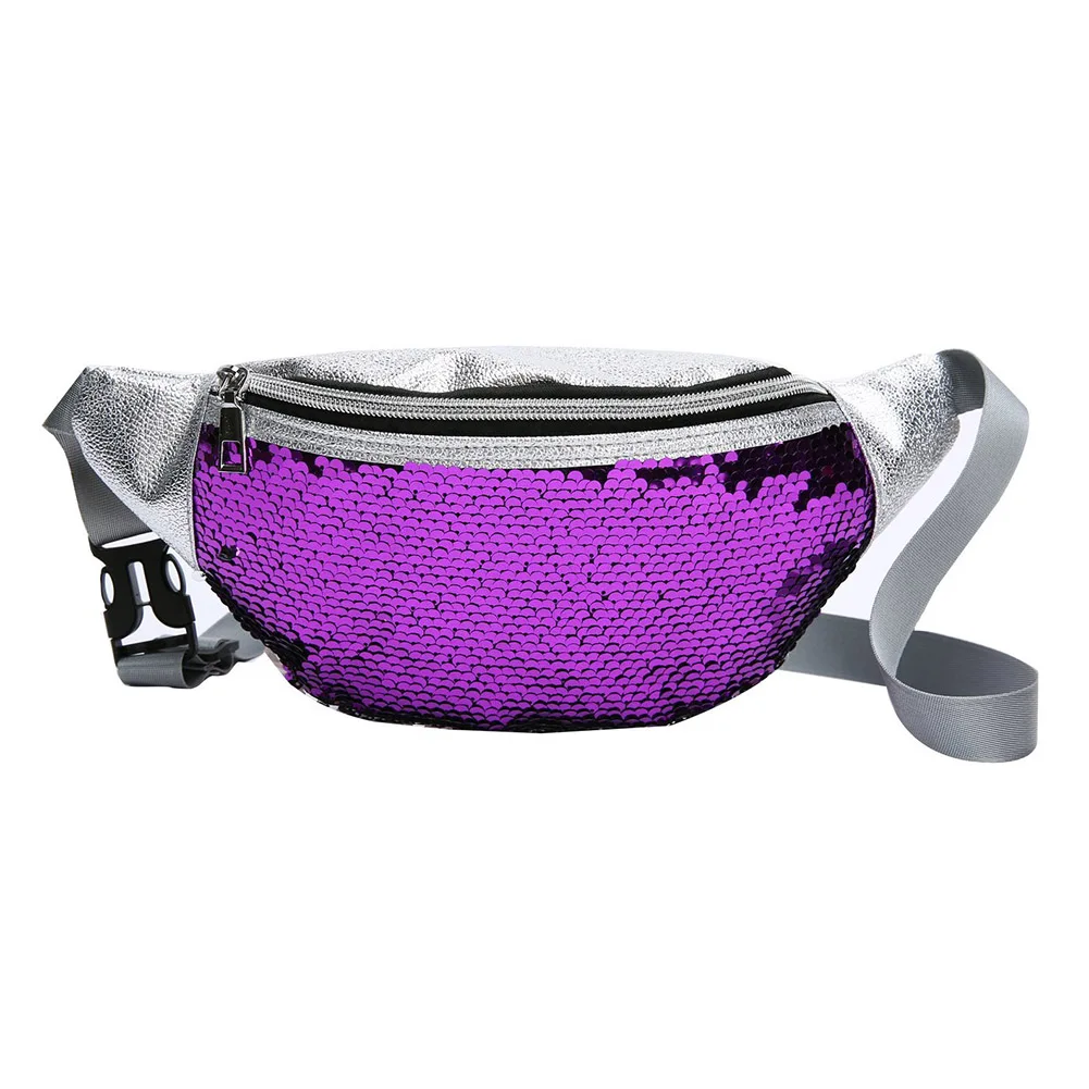 

Popular Simple Female Daily Bag Casual Sequin Shoulder Chest Belt Purse Shiny Women Fanny Waist Crossbody Bags