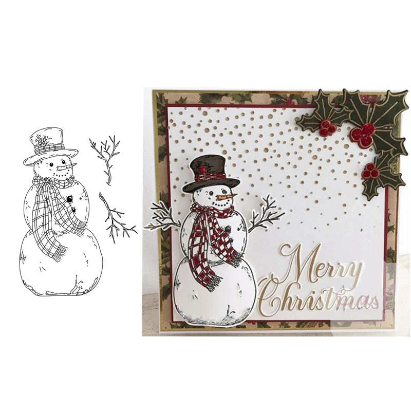 CH Рождественский снеговик силиконовый штамп трафарет с тиснением для