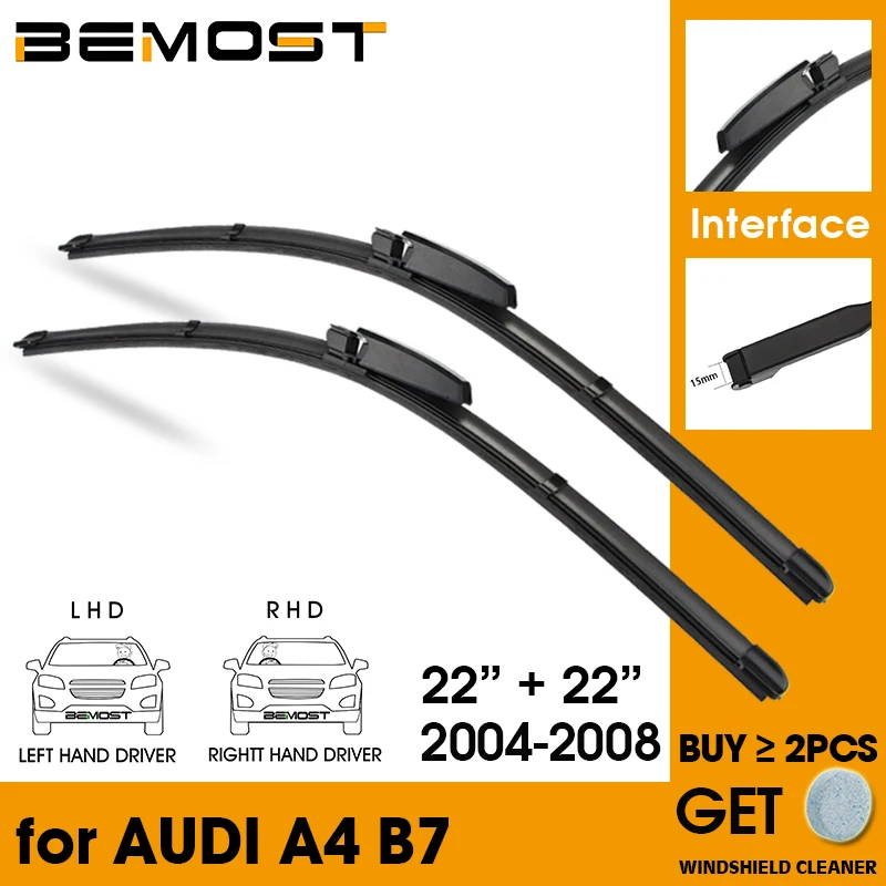 

Car Wiper Blade Front Window Windshield Rubber Silicon Refill Wipers For Audi A4 B7 2004-2008 LHD / RHD 22"+22" Car Accessories