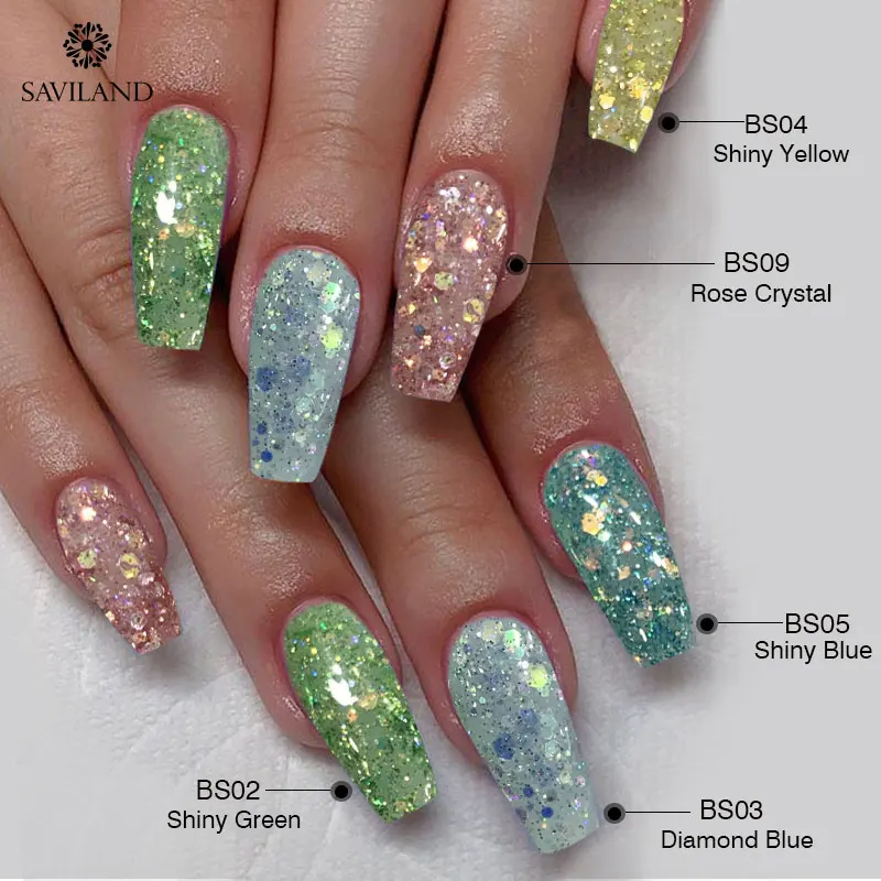 Голографическая блестящая Радужная Гель лак для ногтей SAVILAND блестящий Блестящий