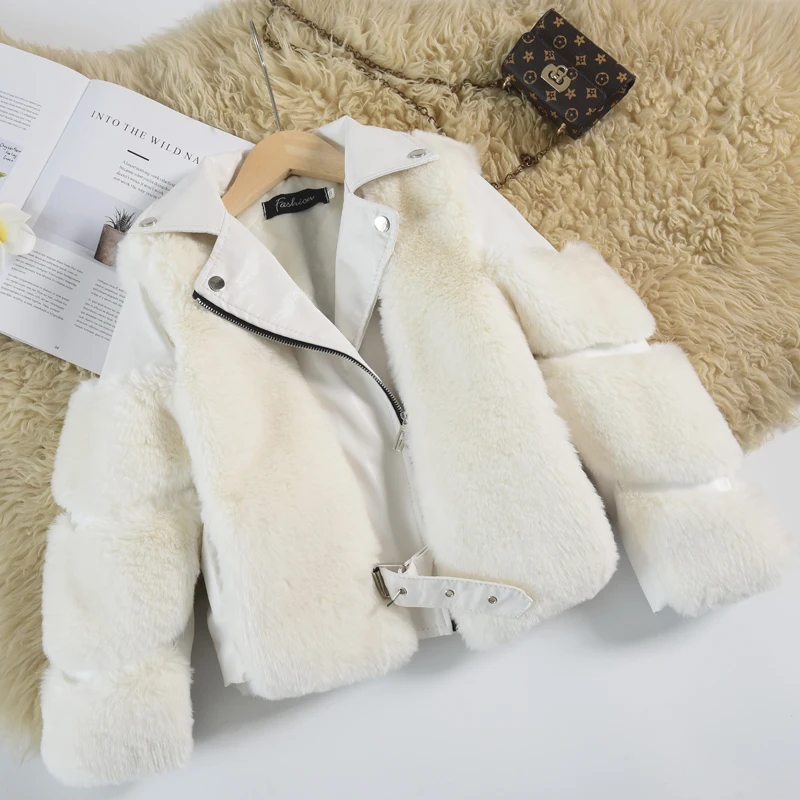 Куртка из искусственного меха для девочек детская осенне-зимняя кожаная куртка с