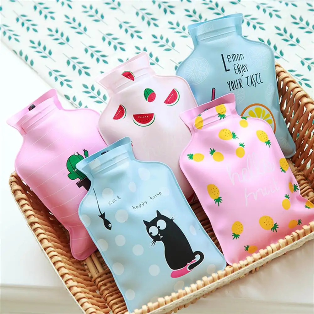 

Kawaii Water Bag Winter Strawberry Pineapple Cartoon Pattern Hot Water Bottle Bag Heat Therapy Hand Warmer Pocket Water Bags