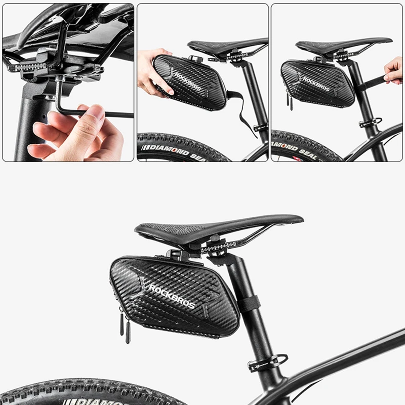 

ROCKBROS Hard Shell Bicycle Bags Tail Bag MTB Road Bike Back Seat Saddle Large Capacity Cycling Rainproof Bag Bike Accessories
