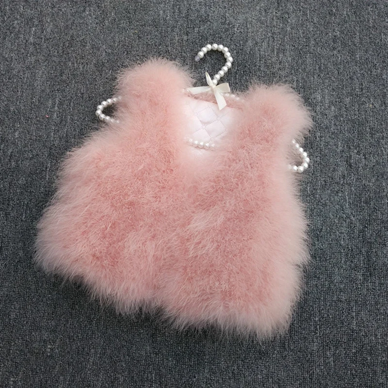 

New Style Kid Size Ostrich Feather Vest Fashion Winter Warm Fluffy Fur Gilet Children Waistcoat Child S1004