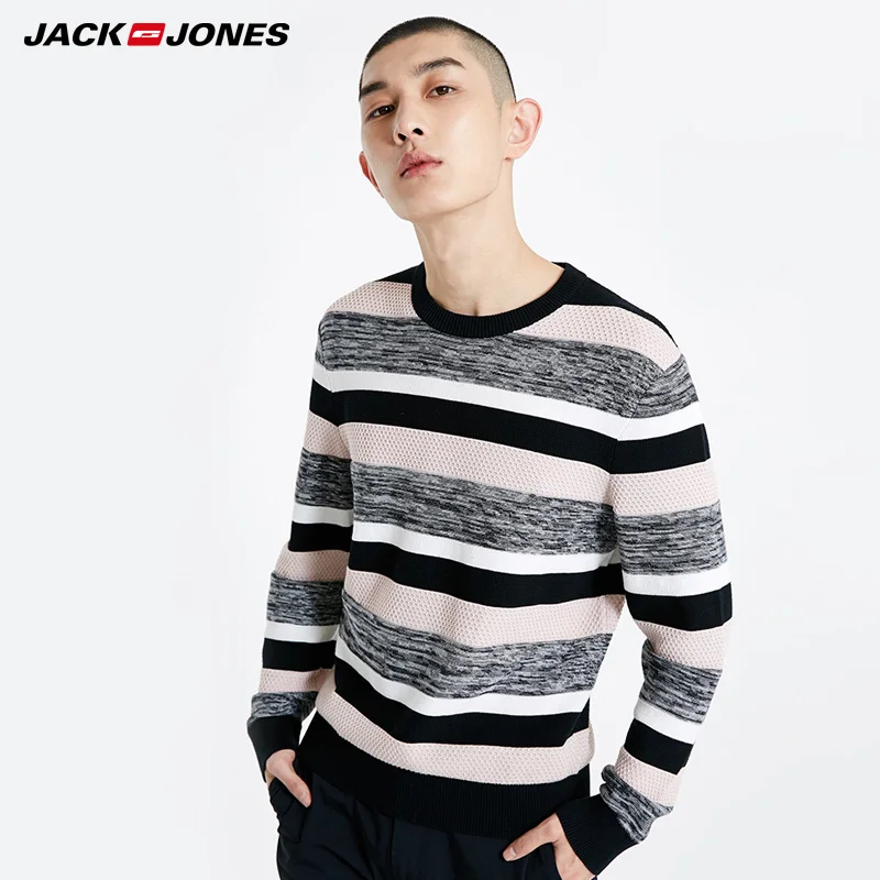 

JackJones winter Men's Stripe Splice Knit Sweater | 219124517