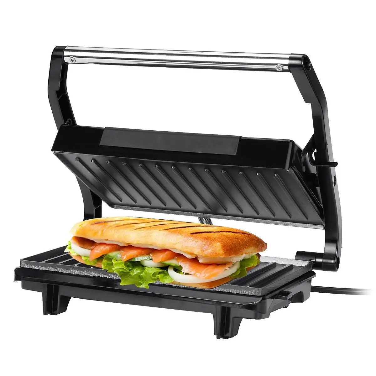 750w 220v household mini steak machine hamburger fried egg panini electric sandwich maker dual non stick surface grill toaster free global shipping
