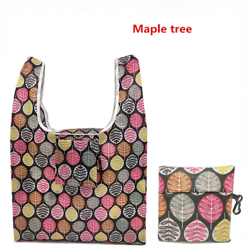 Maple tree GABWE, новая переработанная сумка для покупок с фламинго, эко многоразовая сумка для покупок с короткими ручками, Сумка с мультяшным цветочным рисунком, складная сумка на плечо, сумки с принтом - Цвет: Maple tree