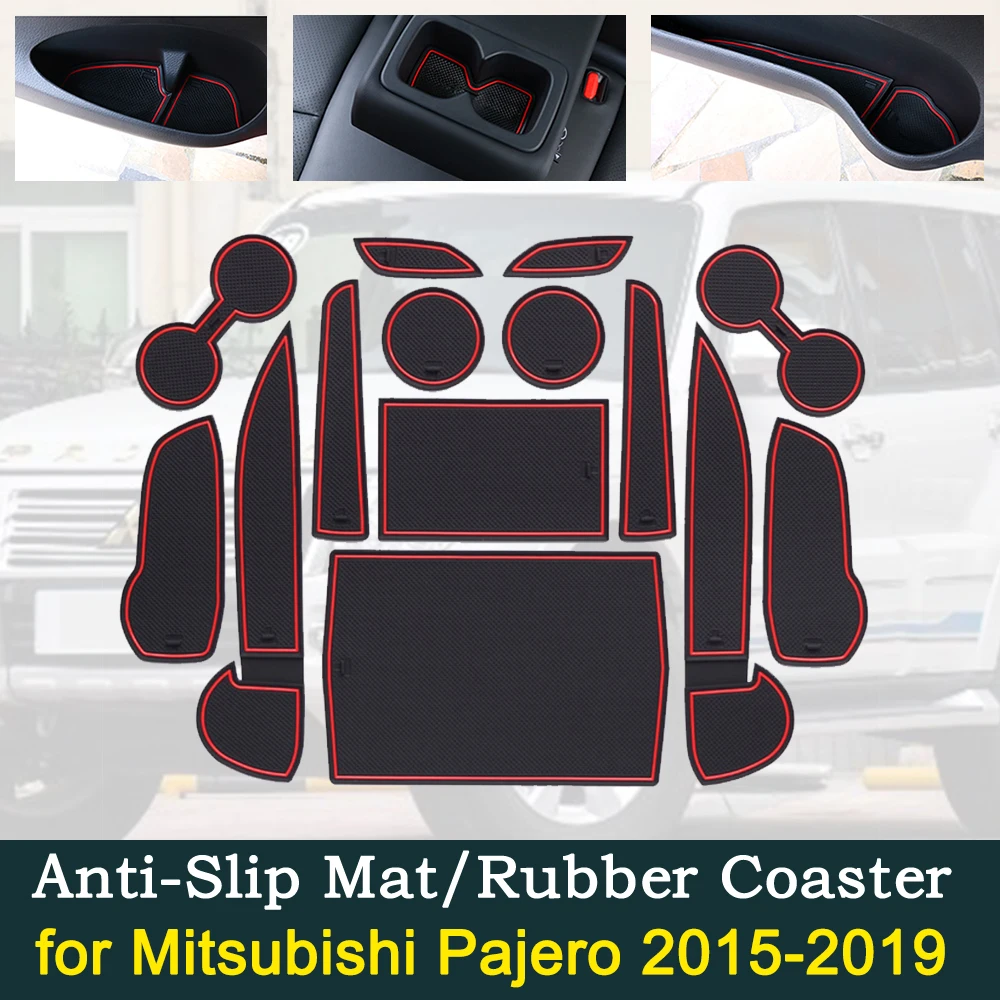 

Anti-slip Rubber Car Door Groove Mat for Mitsubishi Pajero Sport Montero Shogun 2015~2019 Gate Slot Pad Mats Accessories Goods