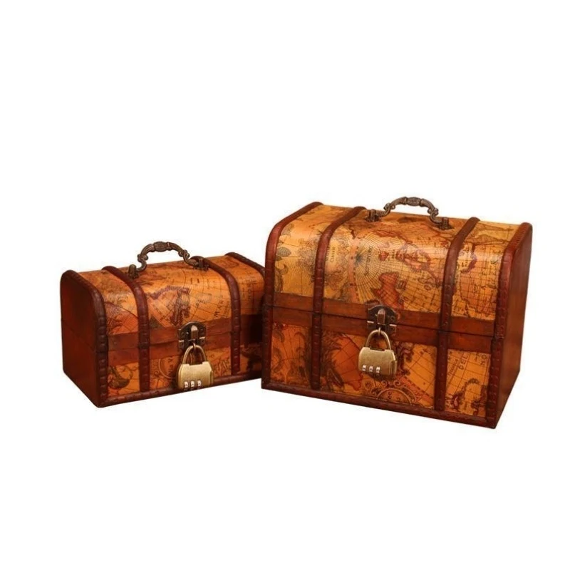 

Шкатулка для ювелирных изделий в Европейском стиле, креативная античная деревянная коробка для сокровищ, коробка для хранения ювелирных из...