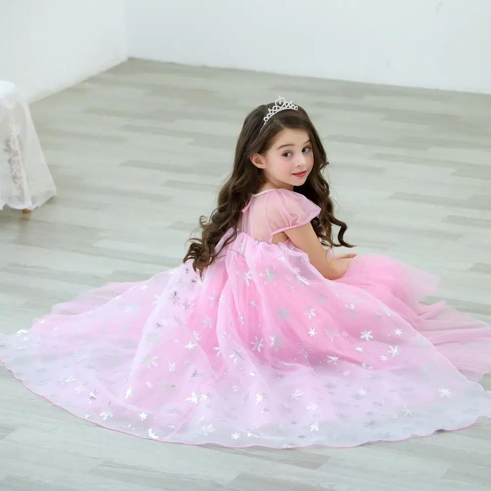 Disney Snow романтичное платье мультфильм сплошного цвета принцесса взрыв детское с
