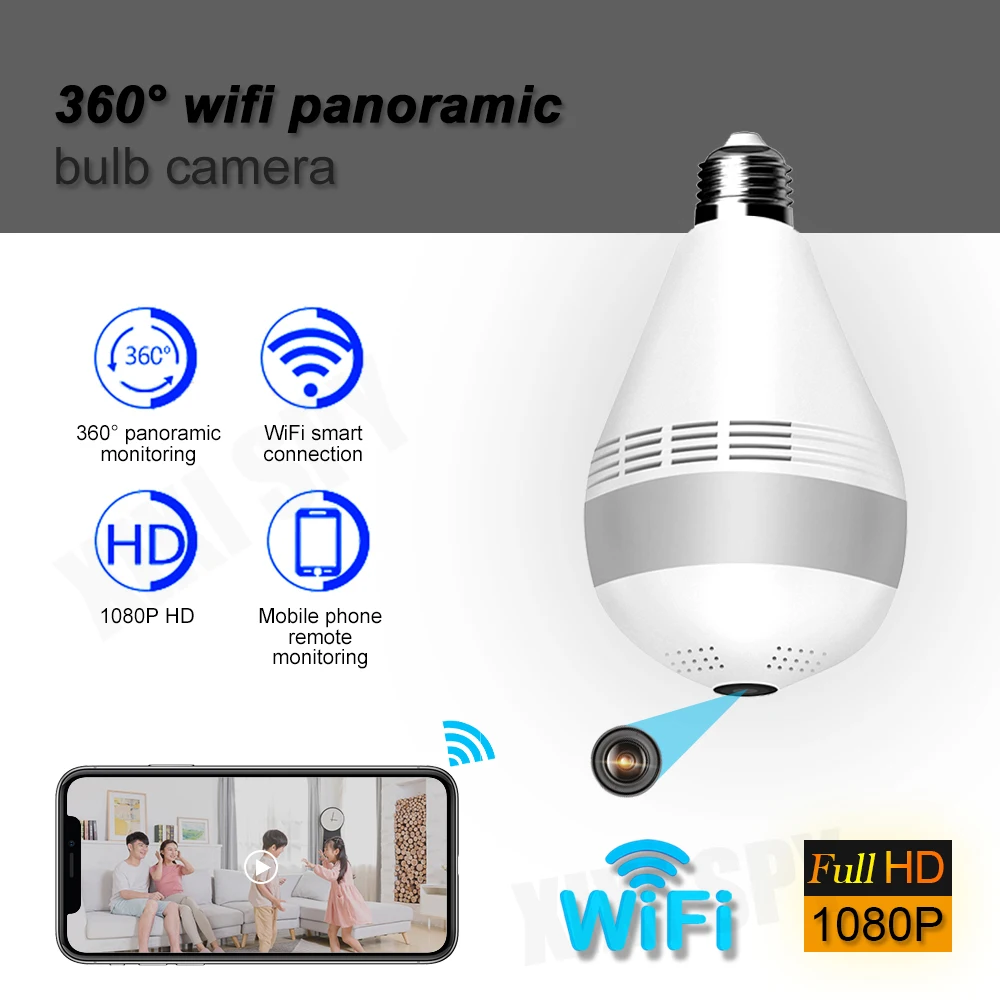 

Беспроводная панорамная ip-камера видеонаблюдения «рыбий глаз», HD 1080P, 360 светодиодов, Wi-Fi