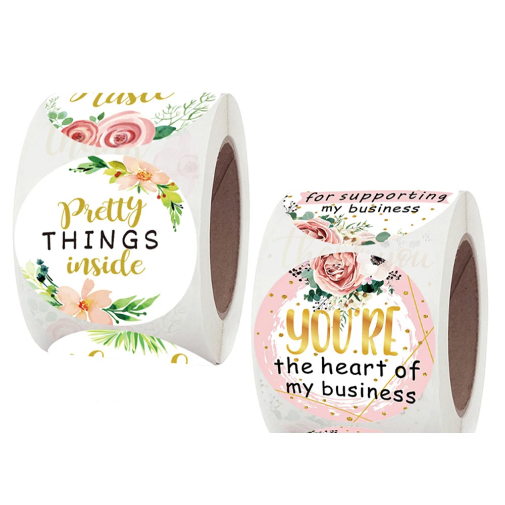 

Наклейки с цветочным принтом «Thank You»-1,5 дюймов, 500 упаковок круглых клейких этикеток для вечеринки в честь будущей матери, свадьбы, выпускног...