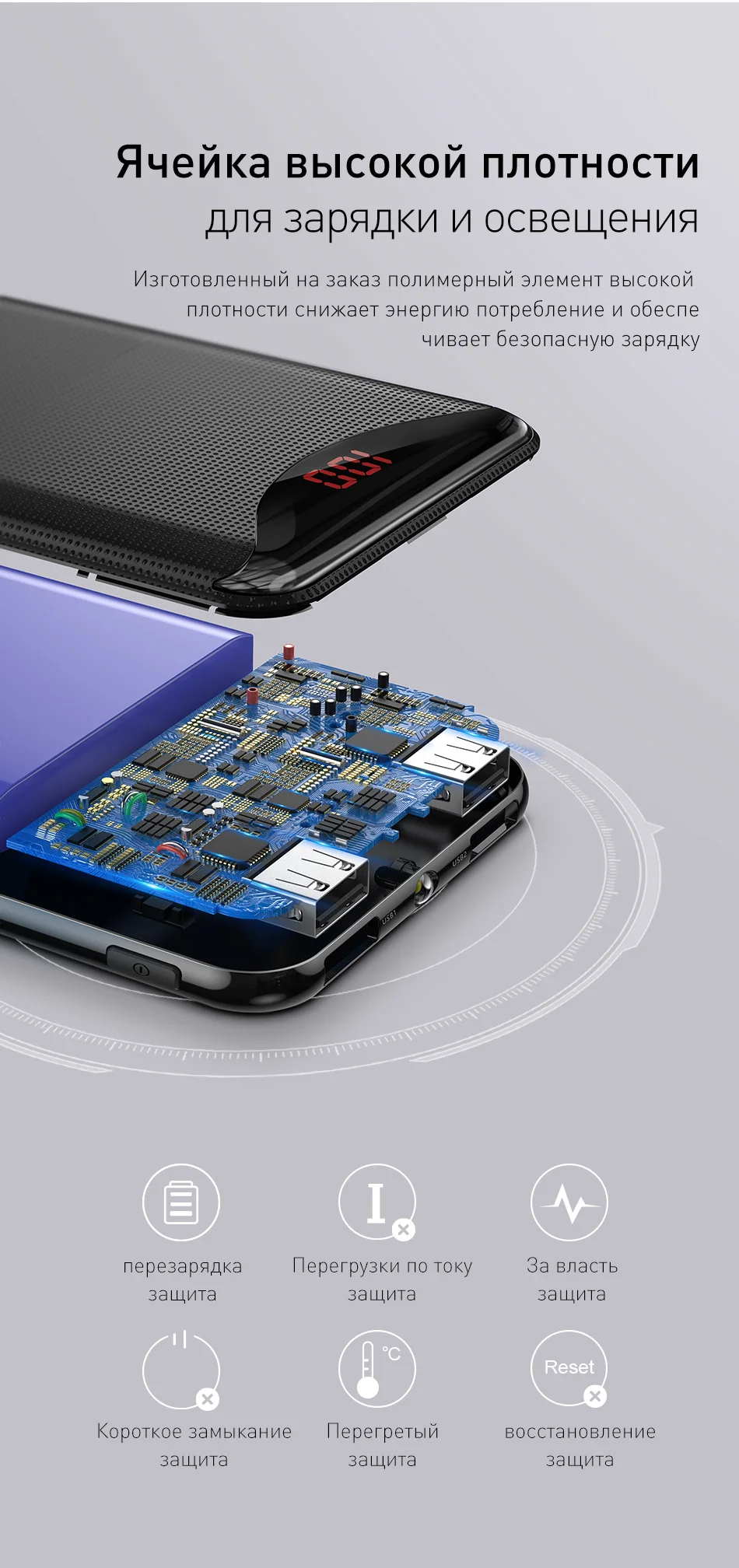 Baseus тонкий внешний аккумулятор 10000 мАч с двумя usb-портами и фонариком для iPhone 11 Pro samsung, портативный внешний аккумулятор