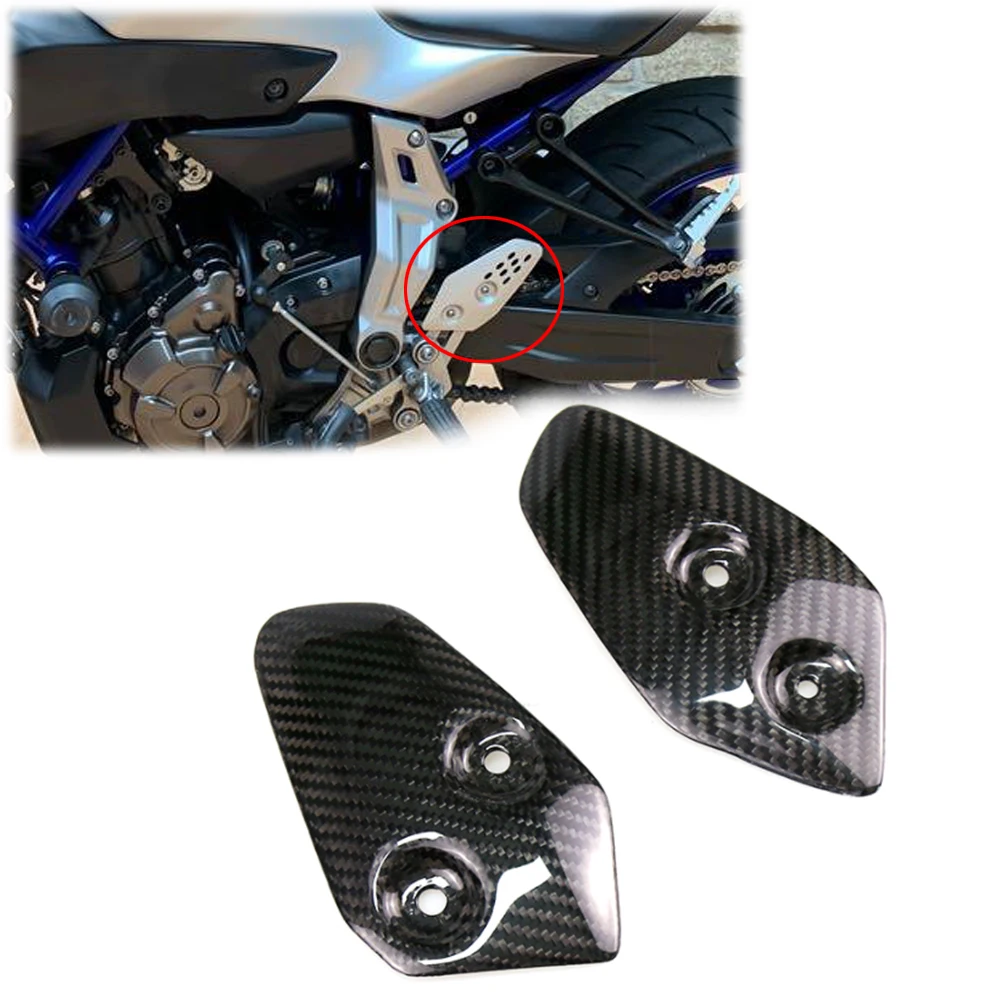 

Motorcycle Carbon Fiber Rearset Heel Guard Plates Covers Foot Rests Protection for Yamaha MT 07 FZ 07 FZ07 MT07 2013 - 2018