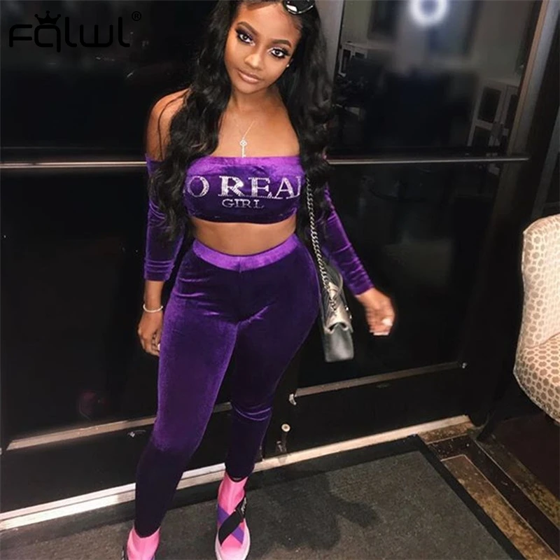 FQLWL Бархатный комплект из двух предметов женский костюм Клубные наряды с