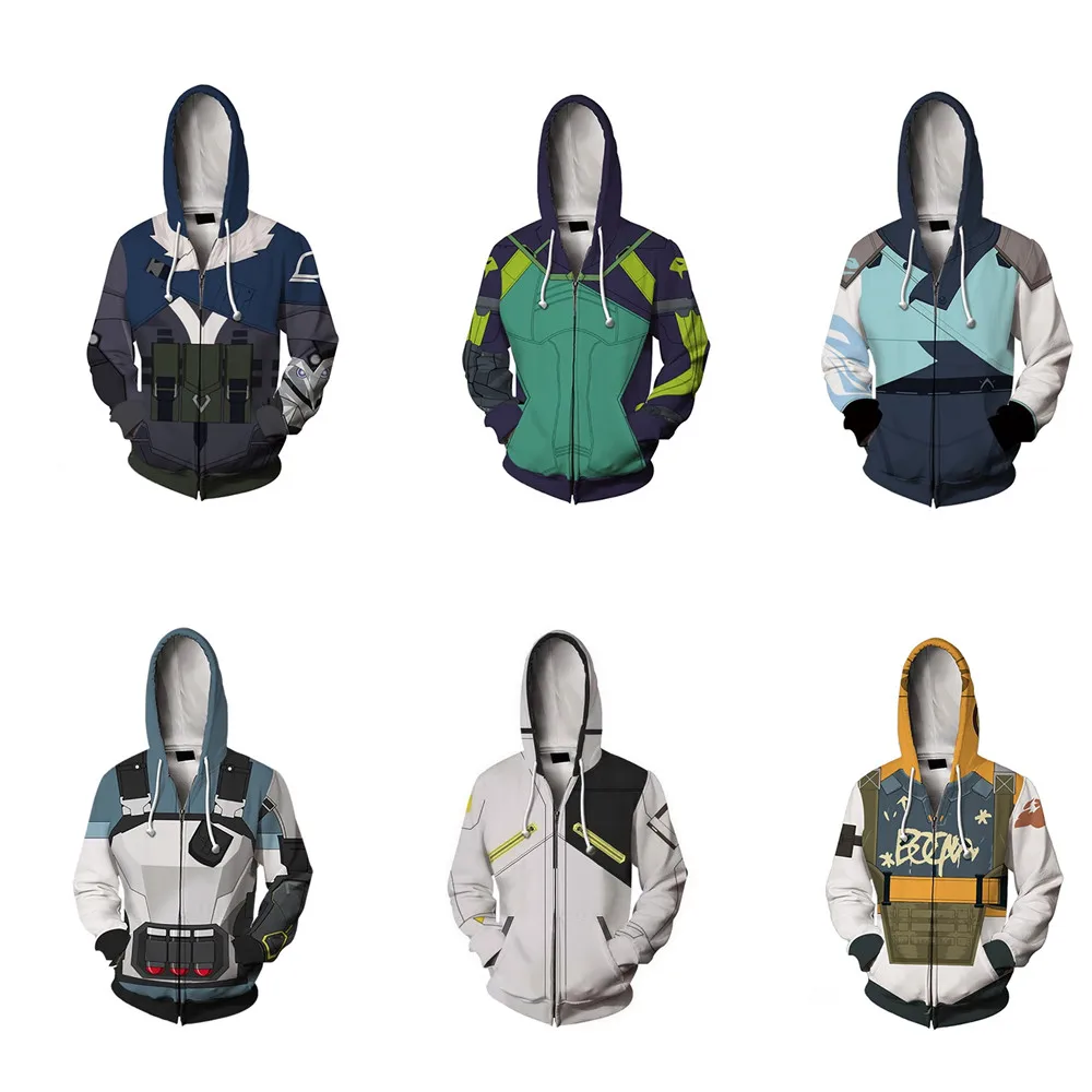 

Толстовка Valorant Viper для косплея, куртка на молнии для взрослых, свитшот, пуловер, пальто Valorant Raze Hoodie3D печать