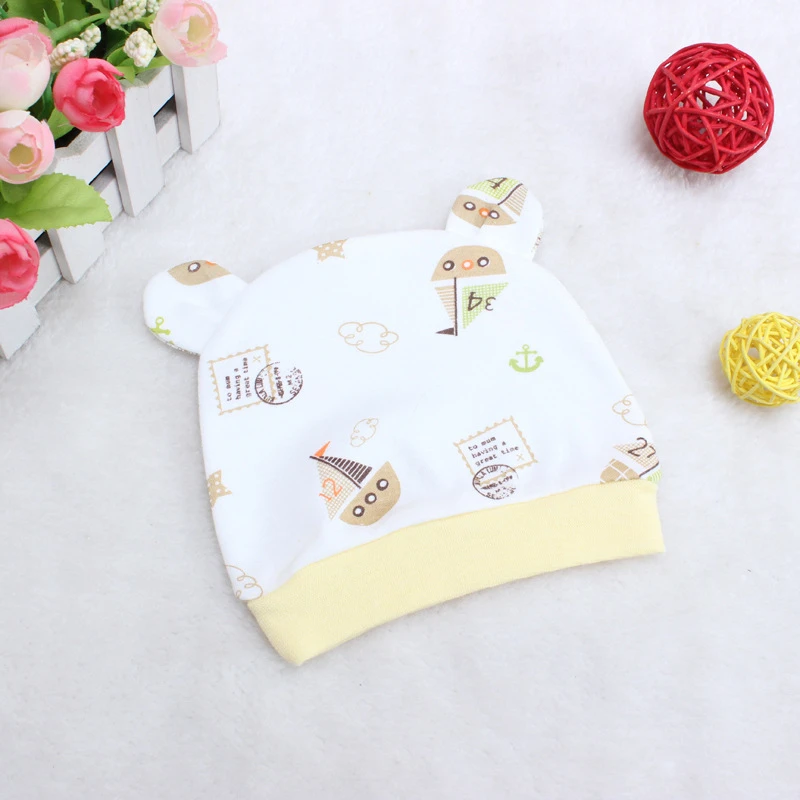 Шапка для новорожденных на возраст 0-3 месяцев из 100% хлопка | Детская одежда и