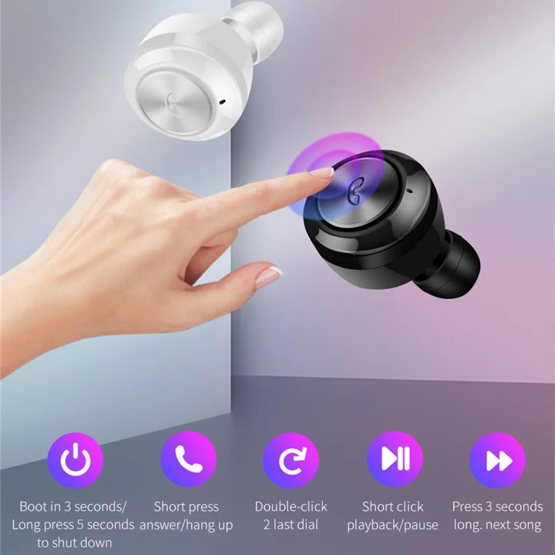 Мини Bluetooth гарнитура 10 часов работы беспроводные наушники вкладыши громкой связи