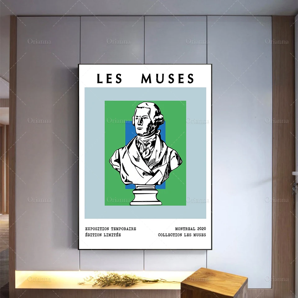 

Roman Bust statue Marcus Tullius Cicero blue green abstract Artwork Museum Colour Block Print Wall Art Poster PrintHome Decor