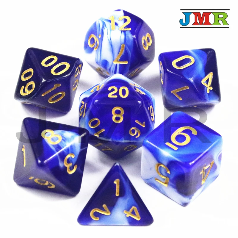 Высокое качество набор D4 D6 D8 D10 D12 D20 игра в кости для игры Dados De Rpg - Цвет: Синий