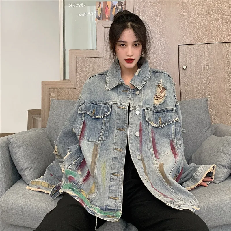 

2021 early spring loose retro graffiti jackets for men and women