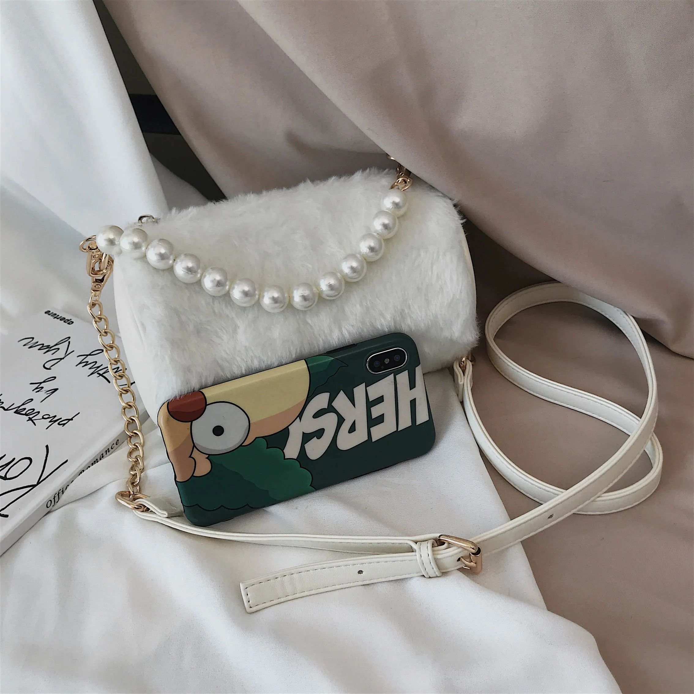 Розовые сумки из искусственного меха Новинка Осень зима мягкая женская сумка на