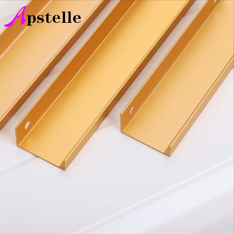 Gold Black Hidden Cabinet Pulls Aluminum Alloy Kitchen Cupboard Handles Drawer Knobs Furniture Handle Bedroom Hardware | Обустройство