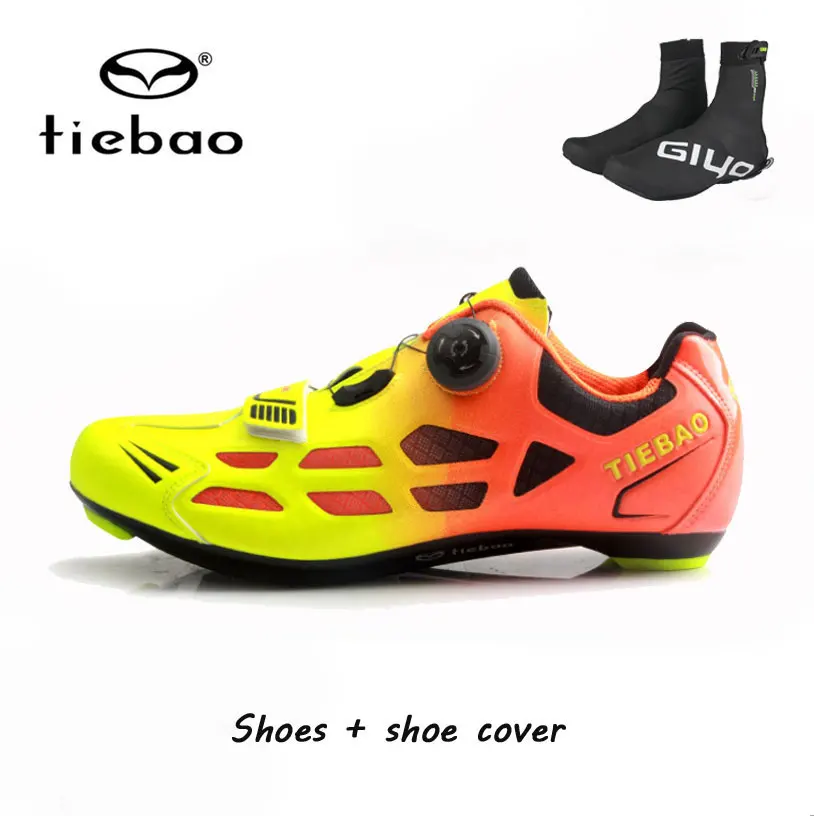Yellow shoe covers Tiebao/Мужская обувь для езды на велосипеде; Нескользящая дышащая велосипедная обувь; спортивные гоночные кроссовки; обувь для велосипеда; Zapatillas Ciclismo - Цвет: Yellow shoe covers