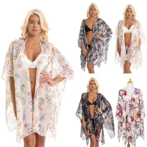 Модное женское бикини с цветочным принтом накидка бохо купальный костюм Пляжное