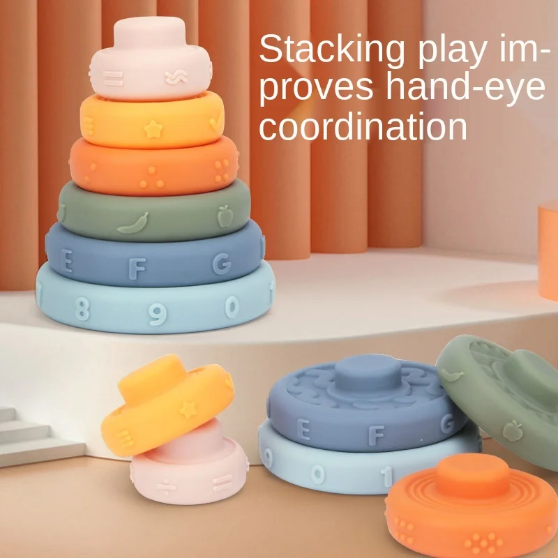 Игрушка Монтессори силиконовая для детей Мягкие кубики новорожденных 0-12 месяцев