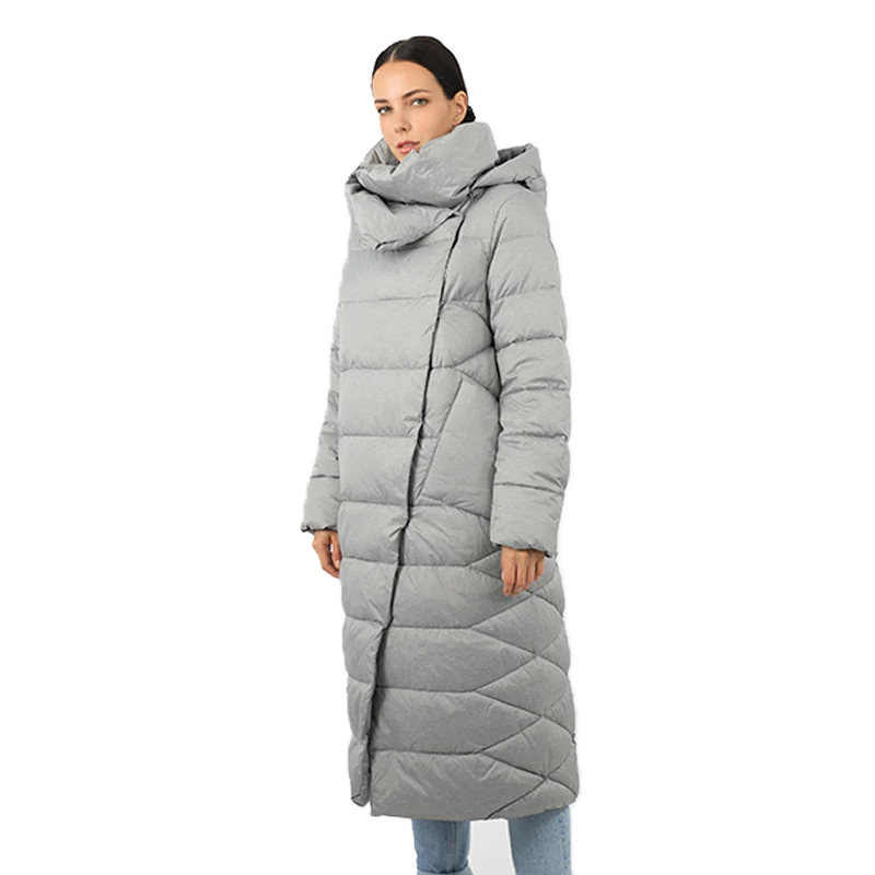 Women's Jacket Long Down Parkas Outwear With Hood Quilted Coat Female Office Lady Warm Quality Cotton Clothes Windbreak 19-157