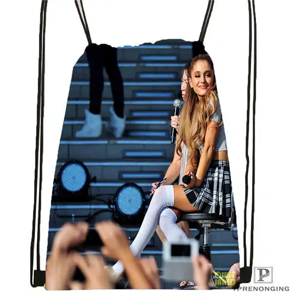 Drawstring Backpack Изготовленный На Заказ Ariana-Grande@ 02-походная сумка на шнурке милый рюкзак для детей(черная спинка) 31x40 см#180611-03-114 - Цвет: Drawstring Backpack