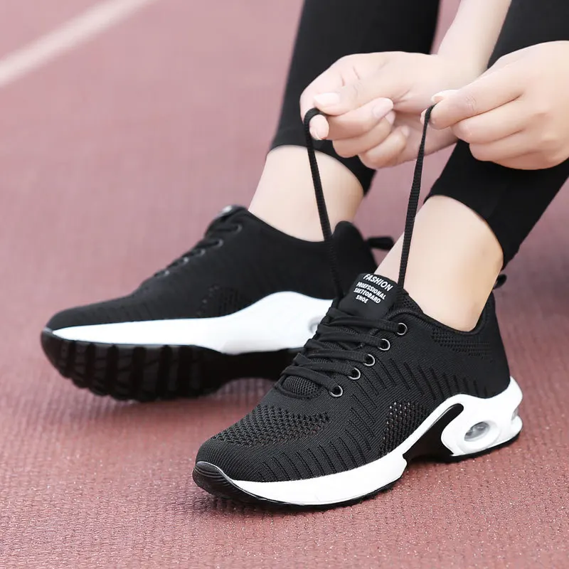 

Fashion Women Vulcanize Shoes Outdoor Lace Up Sport Shoes Lightweight Sneakers Breathable Mesh Comfort Air Cushion Casual Shoes