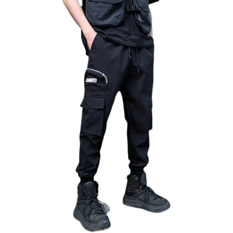 

Брюки-карго мужские с эластичным поясом, джоггеры с надписью, свободные винтажные спортивные штаны, уличная одежда в стиле хип-хоп, 2022