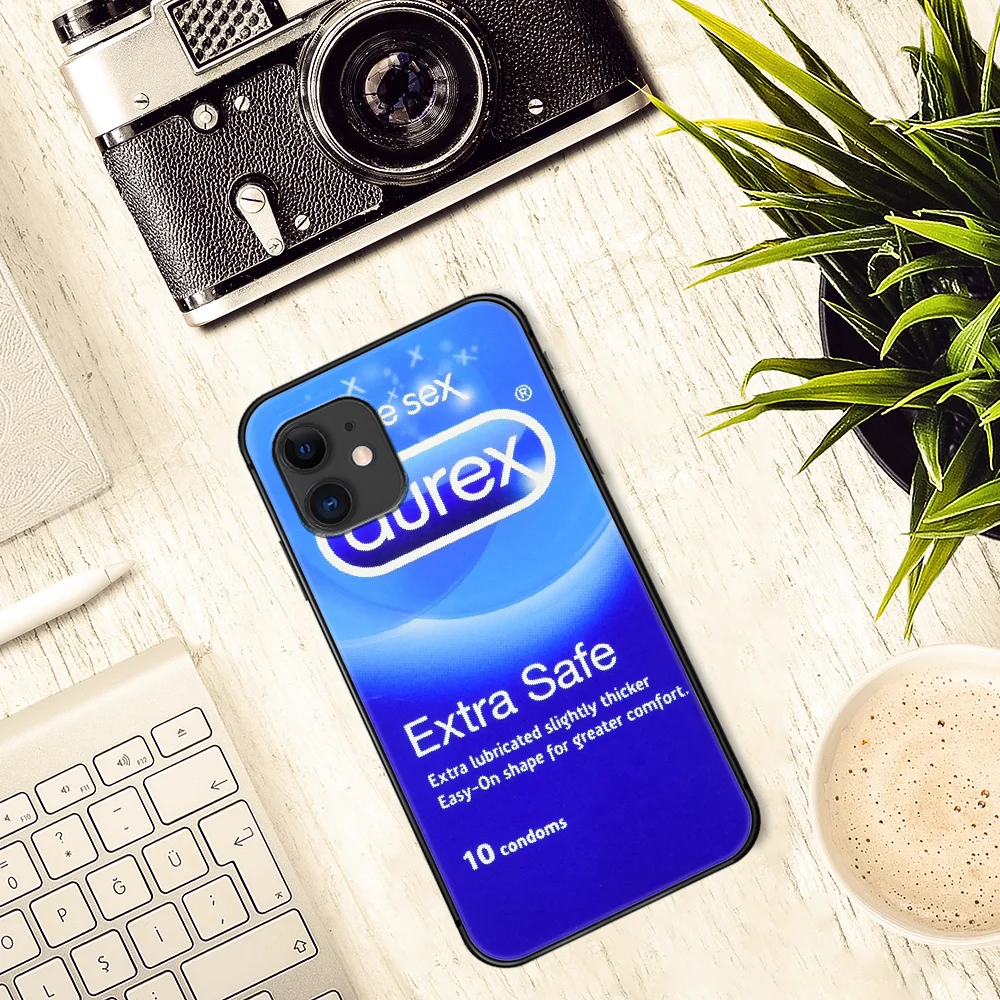 

Durex brand Phone Case Cover Hull For iphone 5 5s se 2020 6 6s 7 8 12 mini plus X XS XR 11 PRO MAX black Etui Fashion Cell