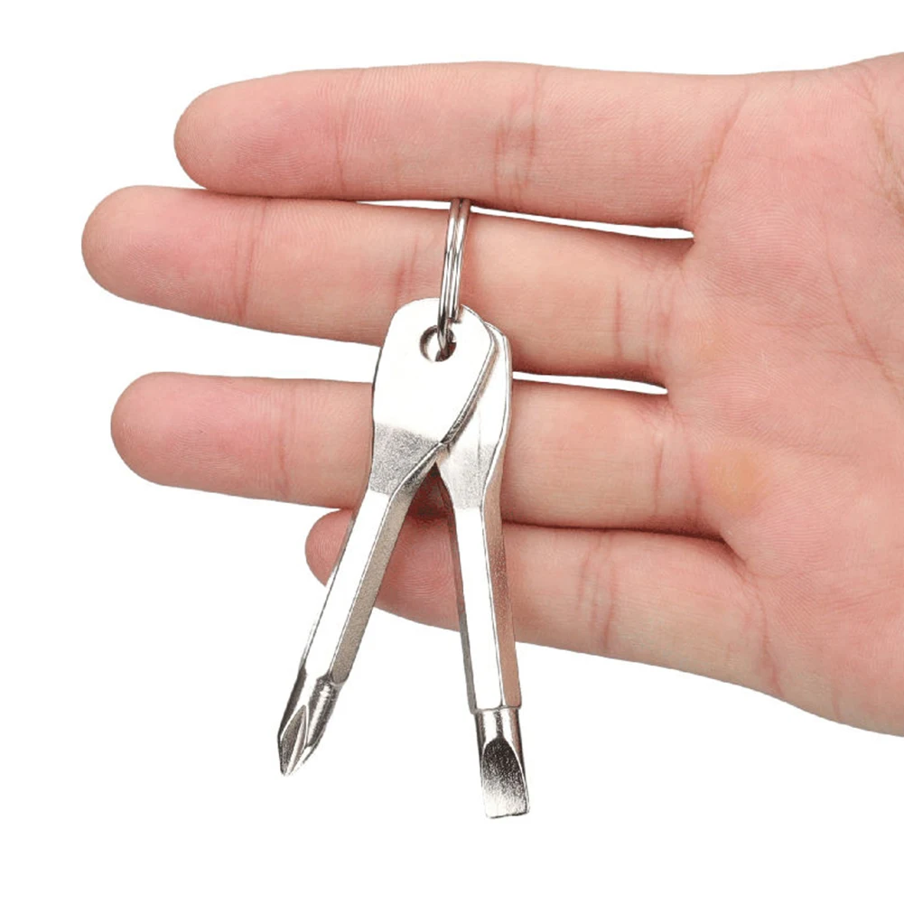 

2pcs Multi Pocket Repair Tools Key Shaped Phillips Slotted Screwdriver Keychain Portable Outdoor Multifunctional EDC Tools