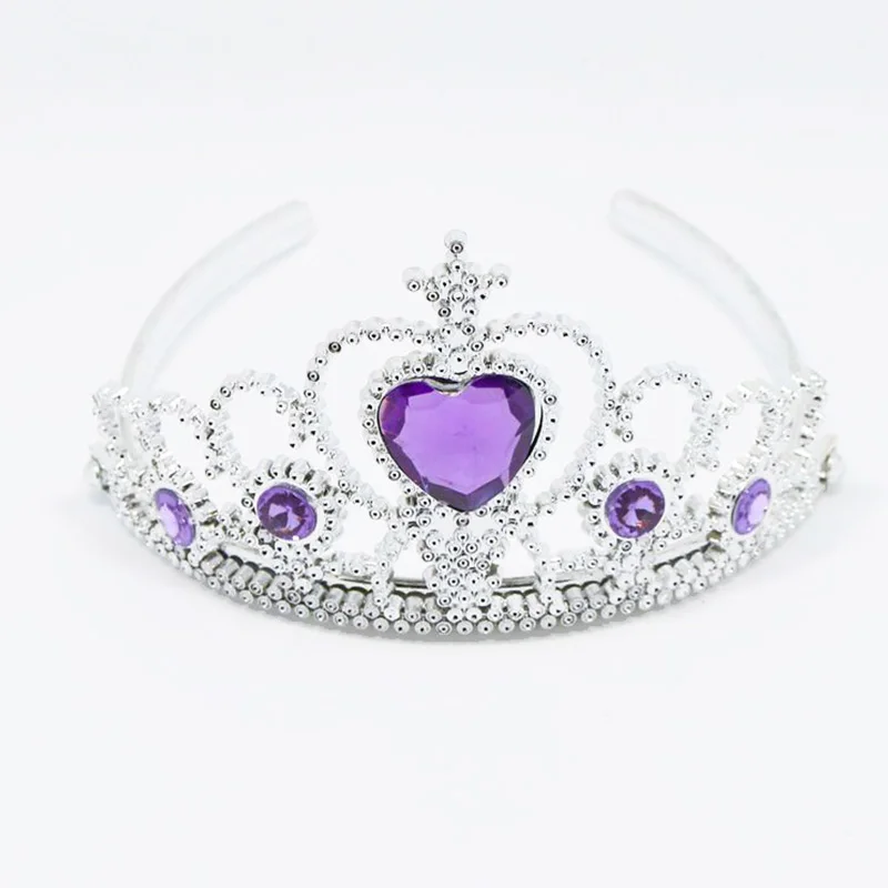 Корона повязка на голову принцесса фиолетовый пластик милые стразы сердце